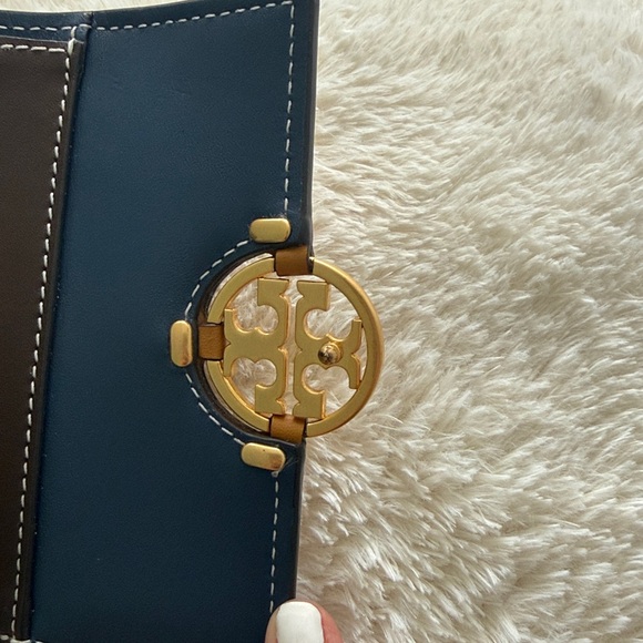 TORY BURCH MILLER COLORBLOCK MEDIUM FLAP TRIFOLD LEATHER WALLET MULTICOLOR - Picture 7 of 15